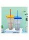 Bottle Cup With Lid And Straw Blue