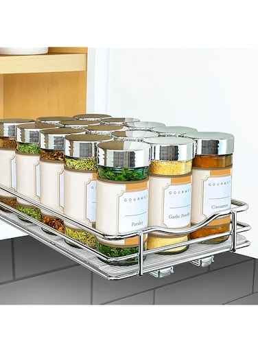 Lynk Professional Slide Out Spice Rack Pull Out Cabinet Organizer 6-1/4 Inch Wide, Chrome