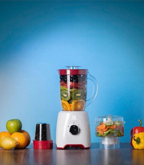 3-in-1 Multifunction Blender, 1.6L, 600W, 2-Speed Pulse Control, Unbreakable Jar with Stainless Steel Blade &amp; 200ml Grinder for Fruit, Vegetables, Meat &amp; More