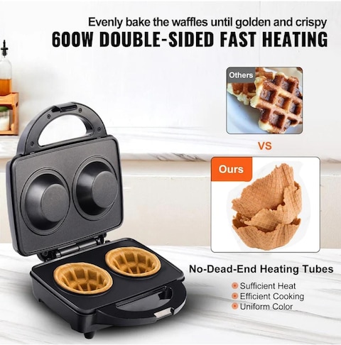 Dealio Dual Waffle Maker & Ice Cream Cone Maker - Non-Stick Electric Belgian Waffle Maker with Cool Touch Handle   Ice Cream Cone Maker, Waffle, Dessert, Snacks, Biscuit