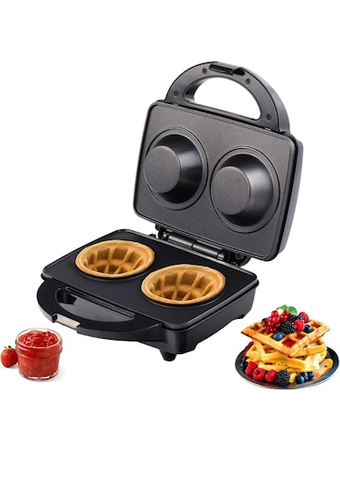 Dual Waffle Maker &amp; Ice Cream Cone Maker - Non-Stick Electric Belgian Waffle Maker with Cool Touch Handle   Ice Cream Cone Maker, Waffle, Dessert, Snacks, Biscuit