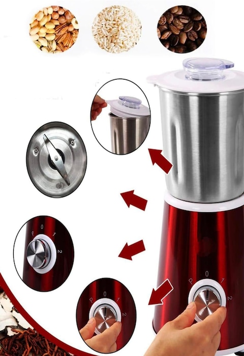 Coffee Grinder Blender 800mL &ndash; Heavy Duty Stainless Steel Blade for Coffee Beans, Spices, Masala, and Fruit Grinding   Blender Juicer