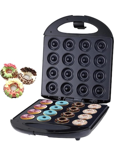 Mini Electric Donut Maker &ndash; 1400W Non-Stick Doughnut Machine   Double-Sided Heating for 16 Delicious Donuts   Ideal for Kid Breakfast, Snacks, and Homemade Treats