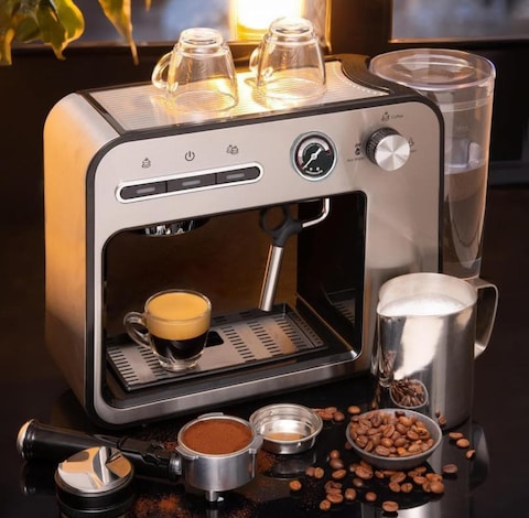 Espresso Machine for Home - 20 Bar Pressure, Milk Frother &amp; Steam Wand, Double Cup Splitter, Fast Heating Cappuccino &amp; Latte Maker, Large Water Tank