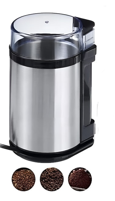 Multi-Purpose Electric Coffee Grinder - Stainless Steel Masala &amp; Food Grinding Tool, Black/Silver, Durable &amp; Efficient