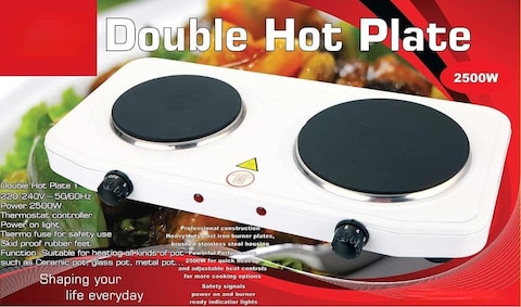 Applianco  Double Hot Plate Electric Stove 2500W  Portable Dual Burner Cooktop with Adjustable Temperature Control   Compact Stainless Steel for Kitchen, Dorm, Camping, & Travel Use