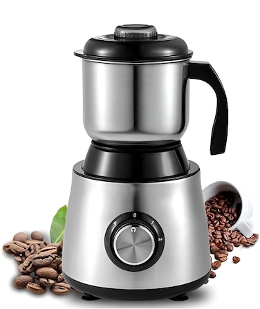 Neonics Grinding Blender for Spices and Coffee, 2-Gear Speed Mixer with 300G Jar, Stainless Steel Blade for Grinding and Blending, Multi-Use Coffee and Spice Grinder