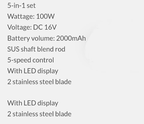 Silvonix Rechargeable Cordless Hand Blender – 5 in 1 Set with 5 Speed Control, LED Display, 2000mAh Battery, 2 Stainless Steel Blades – Juicer, Grinder, Chopper, Blender & Whisk Attachments