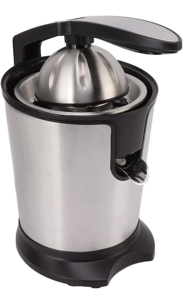 Stainless Steel Electric Citrus Juicer with Lever Arm Low Noise Motor, Universal Cone for Orange &amp; Lemon, Heavy Duty Handle, Professional Citrus Squeezer for Home &amp; Kitchen