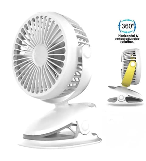 Silvonix Portable Clip Fan 4-Inch with 3 Speed Settings   USB Rechargeable Mini Fan with Strong Clamp   Up to 5 Hours Operation   Quiet Cool Breeze for Summer