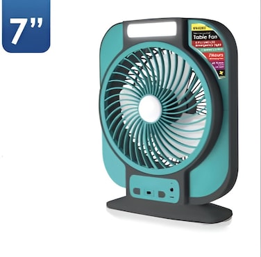 Portable Table Fan with LED Light &ndash; 7 Inch Rechargeable Desk Fan, 3000mAh Battery, 3 Speed Settings, 7 Hours Fan Use, Quiet USB Fan for Office, Home, Travel, Camping