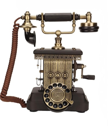 Antique Vintage Landline Phone &ndash; Classic European-Style Retro Corded Telephone &ndash; Metal Old-Fashioned Desk Phone for Home, Office, Caf&eacute;, or Boutique D&eacute;cor