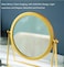 Iron Tabletop Makeup Mirror with 360&deg; Swivel &ndash; Golden Desktop Vanity Mirror with Stable Stand &ndash; Stylish Dressing Mirror for Bedroom, Bathroom &amp; Makeup Table