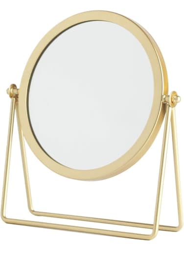 Iron Tabletop Makeup Mirror with 360&deg; Swivel &ndash; Golden Desktop Vanity Mirror with Stable Stand &ndash; Stylish Dressing Mirror for Bedroom, Bathroom &amp; Makeup Table