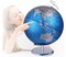 synthetic Metallic World Globe – Blue & Silver Vintage-Style Globe with Polished Brass Base – Decorative Tabletop Globe for Home, Office, or School – Educational & Stylish World Map Decor