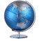 Metallic World Globe &ndash; Blue &amp; Silver Vintage-Style Globe with Polished Brass Base &ndash; Decorative Tabletop Globe for Home, Office, or School &ndash; Educational &amp; Stylish World Map Decor