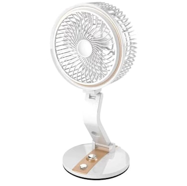 Portable Rechargeable Fan with LED Light &ndash; 3 Speed Settings, 8 Hours Working Time, 180&deg; Rotating Flexible Neck, Quiet USB Desk Fan