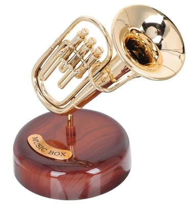 Saxophone Music Box Figurine &ndash; Rotating Decorative Plastic Art Statuette with Classical Melody &ndash; Elegant Musical Ornament for Home Office Bedroom Desk Shelf D&eacute;cor