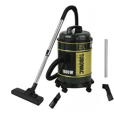 3 in 1 Drum Vacuum Cleaner 1800W 21L Tank, Powerful Suction for Carpet &amp; Floor, Dusting Brush, Crevice Tool, Long Power Cord, Ideal for Home, Office, Mosque Cleaning