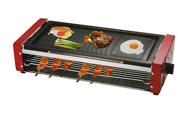 Breakfast Maker &amp; BBQ Grill &ndash; Non-Stick Electric Griddle with Detachable Tray   Full/Half Grill, Fry Pan for Steak, Omelette, Snacks &ndash; Multi-Layer Design, Easy Clean
