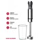 Homotronics Hand Blender 1200W Heavy Duty Adjustable Speed, Titanium Blade, LED Light, 800ml Measuring Cup – Powerful Stick Blender for Smoothies, Soups