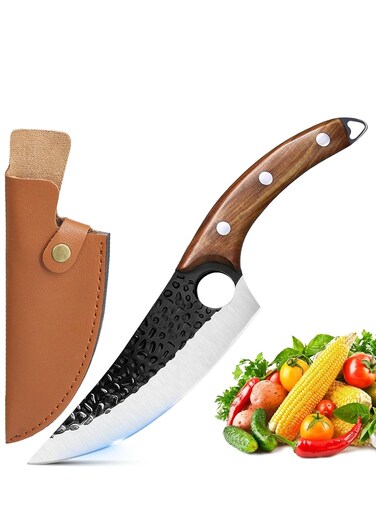 Knife, Boning Knife with Sheath, Stainless Steel Kitchen Knife for Meat Cutting, Hand Forged Meat Cleaver Knife for Kitchen