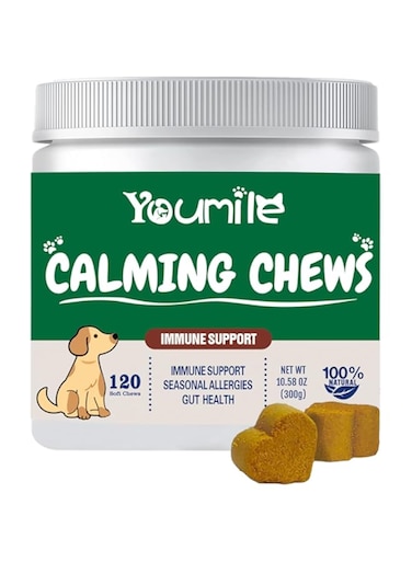 Pet calming supplements ease anxiety in dogs and promote daily relaxation, Helps Reduce Anxiety, Stress and Promote Relaxation, chewable tablets for pets