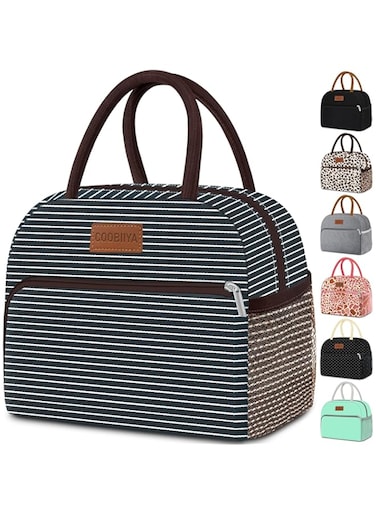Coobiiya Lunch Bag Women, Lunch Box Lunch Bag for Women Adult Men, Small Leakproof Cute Lunch Tote Large Capacity Reusable Insulated Cooler Lunch Container for Work/Office/Picnic/Travel-Stripe