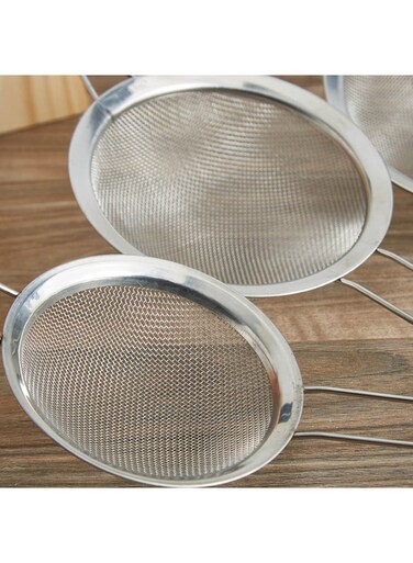 Box 3-Piece Stainless Steel Mesh Strainer Set Silver 8x8cm