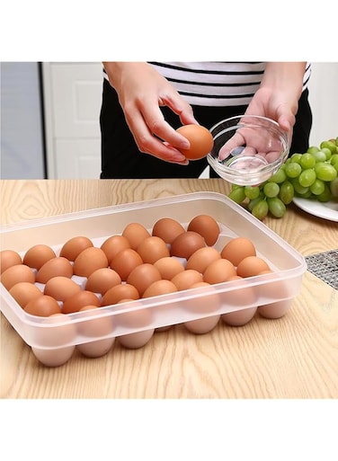 VERSCOS 34 Grids Egg Storage Box Large Capacity Hard Plastic Egg Case Organizer Holder Box Container Egg Dispenser for Refrigerator