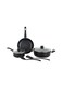 Elite 7-Piece Forged Aluminum Cookware Set- RF12622/ Durable Nonstick Granite Coating with 5-Layer Construction, CD Bottom and Glass Lid/ Includes Casserole, Saucepan, Fry Pan, Nylon Kitchen Tools, PFOA-Free Black