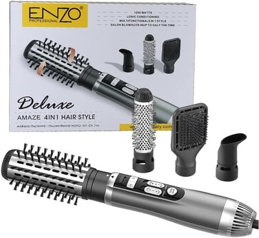 PrecisionWare Enzo EN-749 4-In-1 Hot Air Volumizing Brush, Blow Dry, Straighten, Curl &amp; Style In One Step - Intl Version