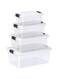 Cosmoplast Set of 5, 8, 13, 20 Liters Clear Plastic Storage Boxes with Lockable Lids