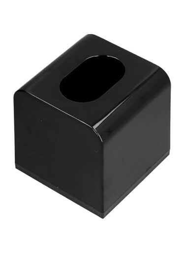 Tissue Box Cover, Plastic Paper Tissue Box Modern Square Shape Tissue Holder Dispenser for Bathroom Dressing Table Bedroom Bedside Office Restaurant (4.9 x 4.9 x 5.1in-Black)