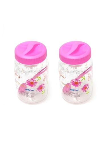 Plastic Food Storage Containers with Spoon for Kitchen Barni 2 Pc Set Pink 3000ml