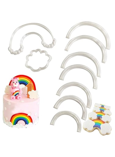 9 Pcs Rainbow With Clouds Cookie Fondant Cutter Cake Decorating Sugarcraft Bakeware Tool- Ohm