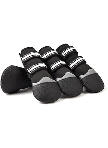 Tazweeq Waterproof Dog Socks for Medium Large Dogs, Dog Shoes with Double Sides Grips for Hot Pavement and Winter, Lightweight and Comfortable Dog Boots (Black Large)