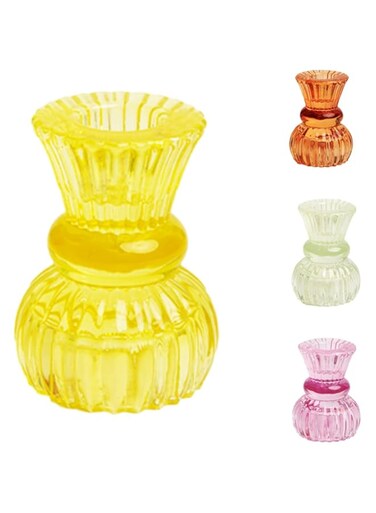Talking Tables Small Yellow Glass Candle Holder for Candlesticks or Tea Lights   Easter Table Decorations for Indoor or Outdoor Dining, Summer Home D&eacute;cor, Wedding, One Size