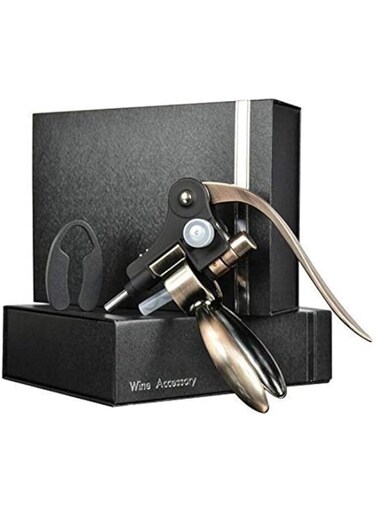 Yunfeng Wine Opener Set,Rabbit Red Wine Corkscrew Bottle Opener Accessories Manual Wine Remover Screwpull Tool Kit Stopper with Foil Cutter, Corkscrew Spiral and Gift Box