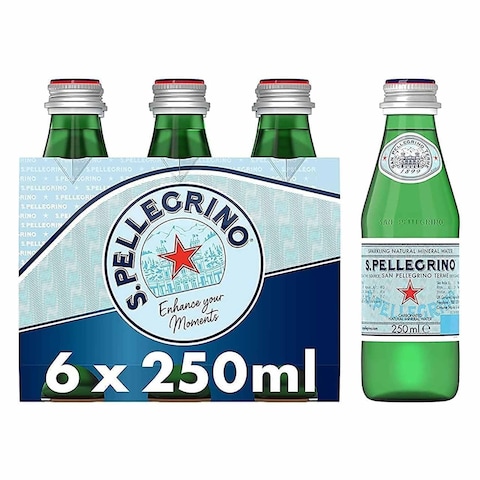 San Pellegrino Sparkling Natural Mineral Water 250ml Pack of 6