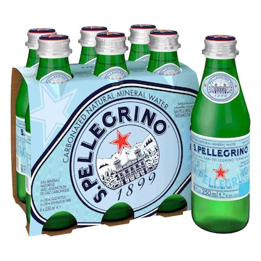 San Pellegrino Sparkling Natural Mineral Water 250ml Pack of 6