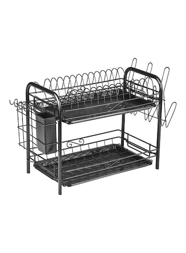 2-Tier Dish Drying Rack Black 43x14.5x25cm