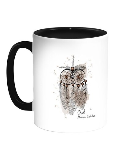 Owl Shape Printed Coffee Mug White/Black 11ounce