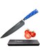 Little World Chef Knife 8 Inches, Professional Chopping Knife, High Carbon Steel Forged Ultra Sharp Kitchen Knife with Ergonomic Blue Resin Anti Slip Handle and Gift Box