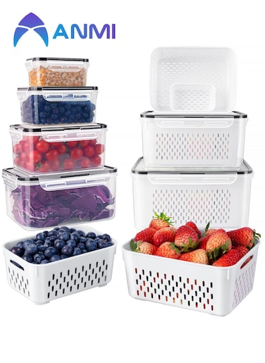 6 PCS Large Fruit Containers for Fridge Food Storage Containers