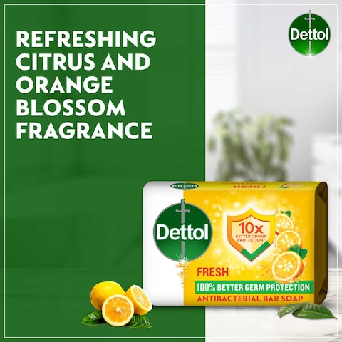 Dettol Fresh Bathing Soap, Citrus &amp; Orange Blossom Scent, 165g