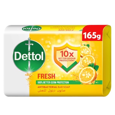 Dettol Fresh Bar Soap, Citrus &amp; Orange Blossom Scent, 165g