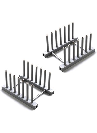 WinCheer 2 Pack Dish Rack Dishes Drainboard Drying Drainer Storage Holder Stand Plastic Kitchen Cabinet Organizer for Dish Plate Bowl Cup Pot Lid Book, Grey