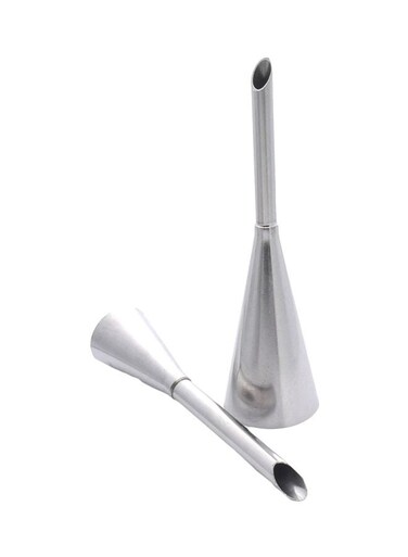 2-Piece Cream Icing Piping Nozzle Tip Silver 80x15x15mm