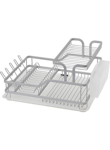 BRIGHTSTONE B&amp;S BRIGHT STONE PA-2305A Beige Aluminum Dish Drying Rack for Kitchen Counter, (57.6 x 38 x 27 cm)